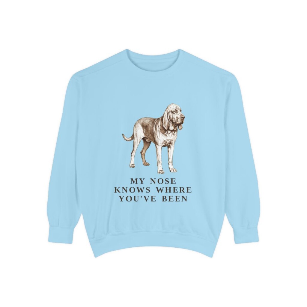 Bloodhound Humor Sweatshirt, Chambray, front view