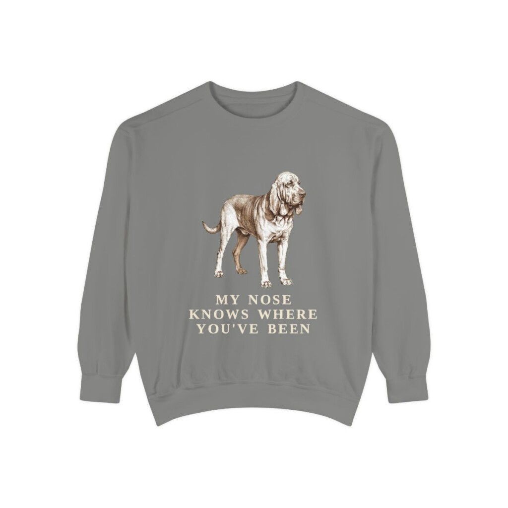Bloodhound Humor Sweatshirt, Grey, front view