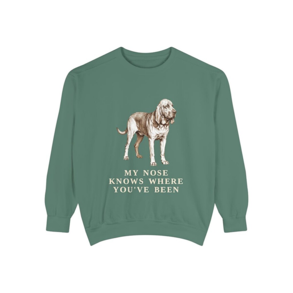 Bloodhound Humor Sweatshirt, Light Green, front view