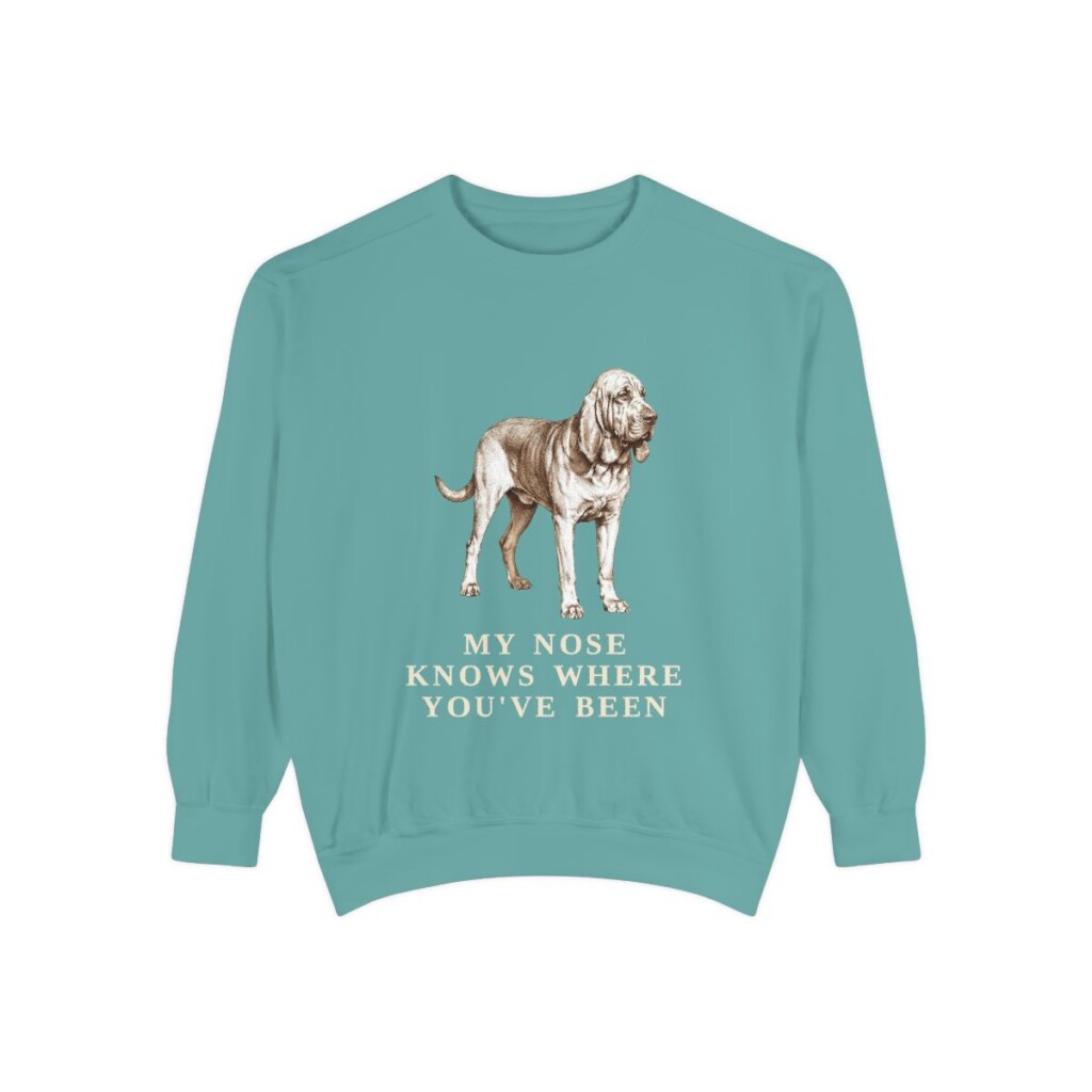Bloodhound Humor Sweatshirt, Seafoam, front view
