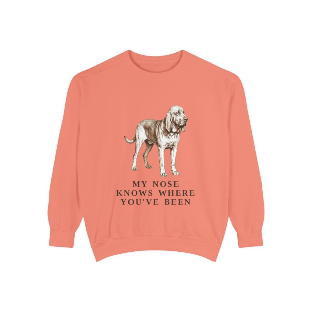 Bloodhound Humor Sweatshirt, Terracotta, front view
