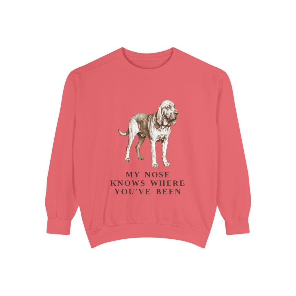 Bloodhound Humor Sweatshirt, Watermelon, front view