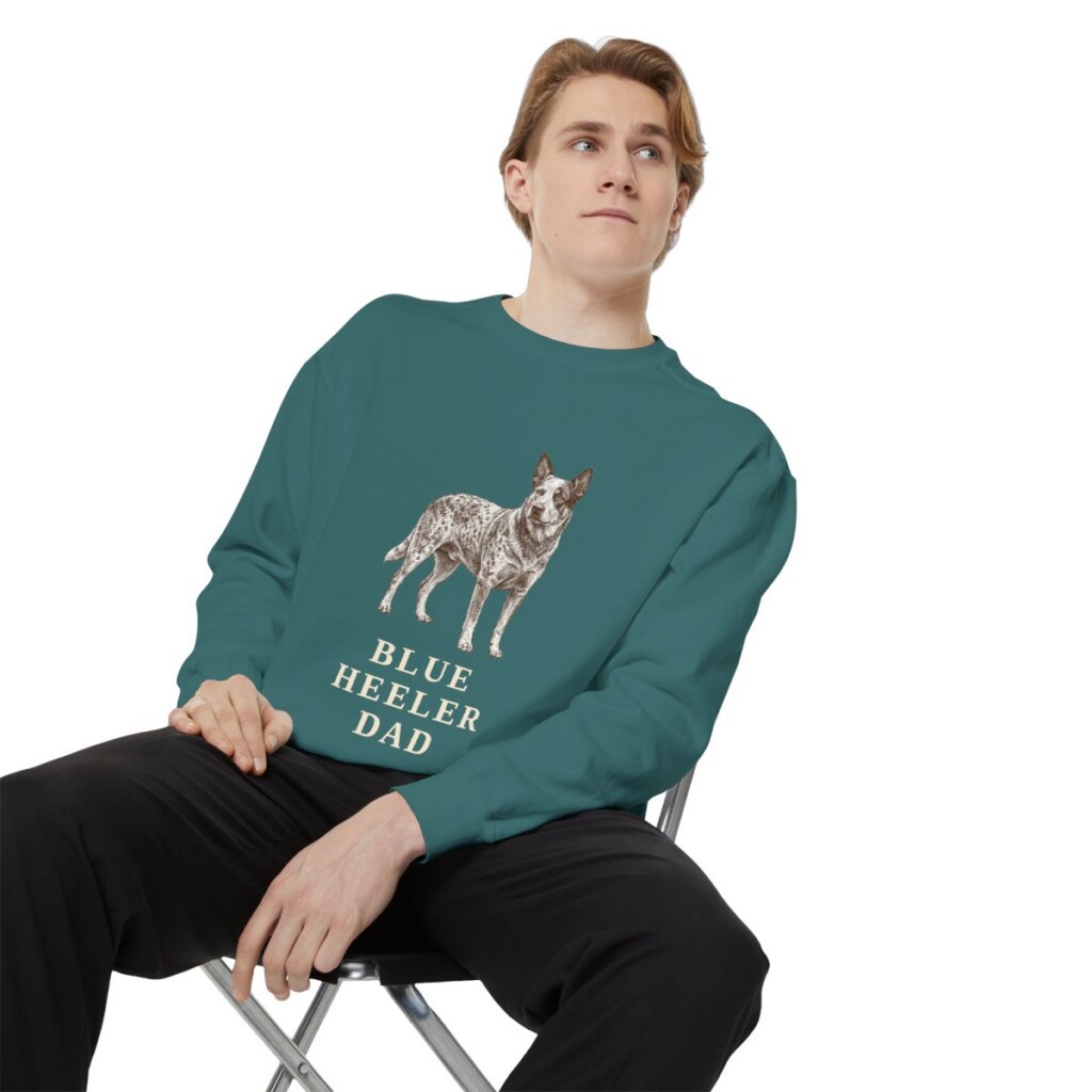 blue-heeler-sweatshirt-dad-blue-spruce-person-1-context Blue Heeler Dad Sweatshirt, Blue Spruce, person 1 context