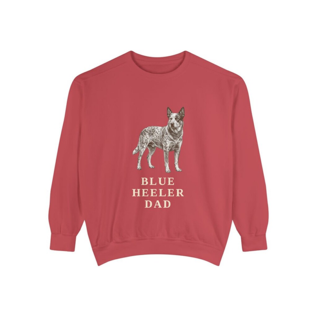 blue-heeler-sweatshirt-dad-crimson Blue Heeler Dad Sweatshirt, Crimson, front view