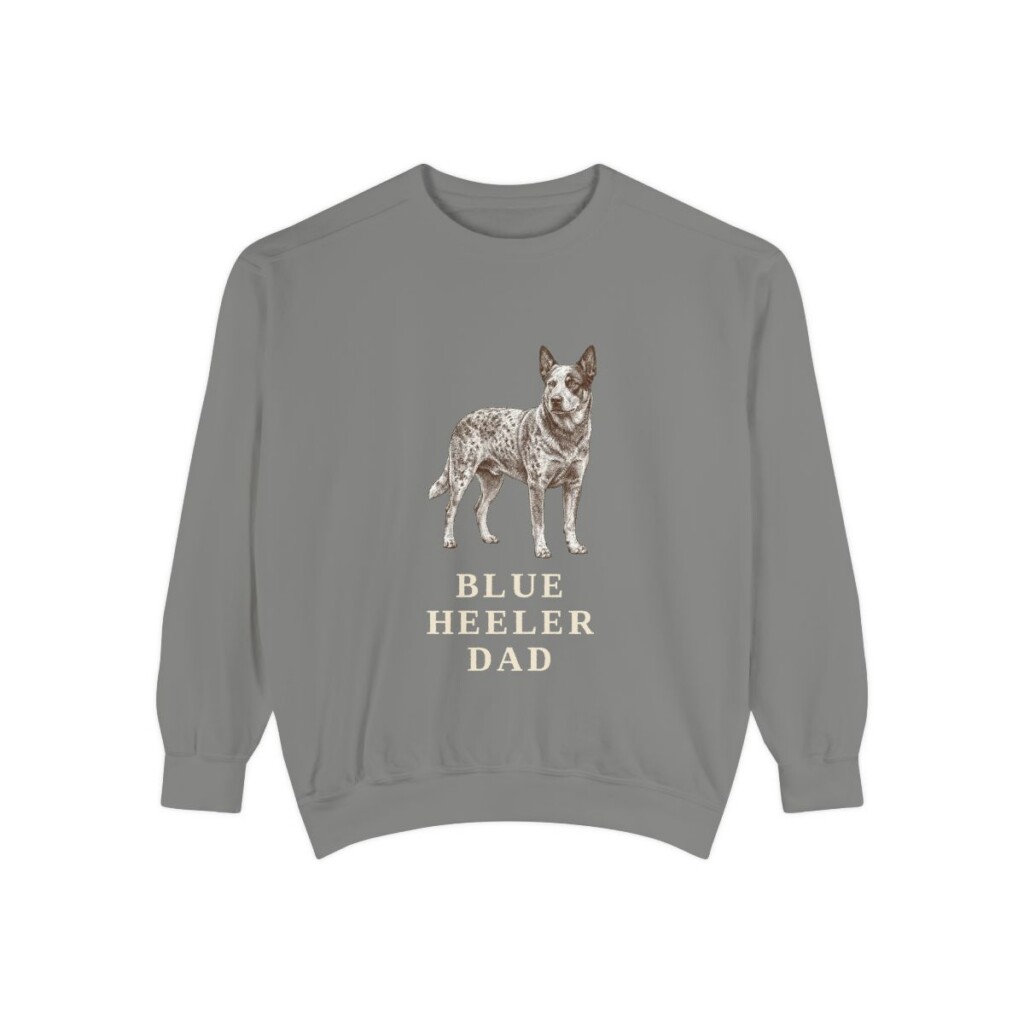 blue-heeler-sweatshirt-dad-grey Blue Heeler Dad Sweatshirt, Grey, front view