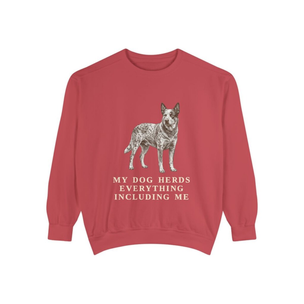 Blue Heeler Humor Sweatshirt, Crimson, front view