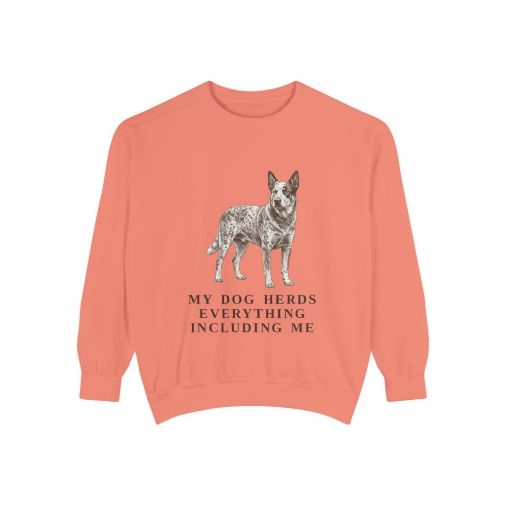 Blue Heeler Humor Sweatshirt, Terracotta, front view