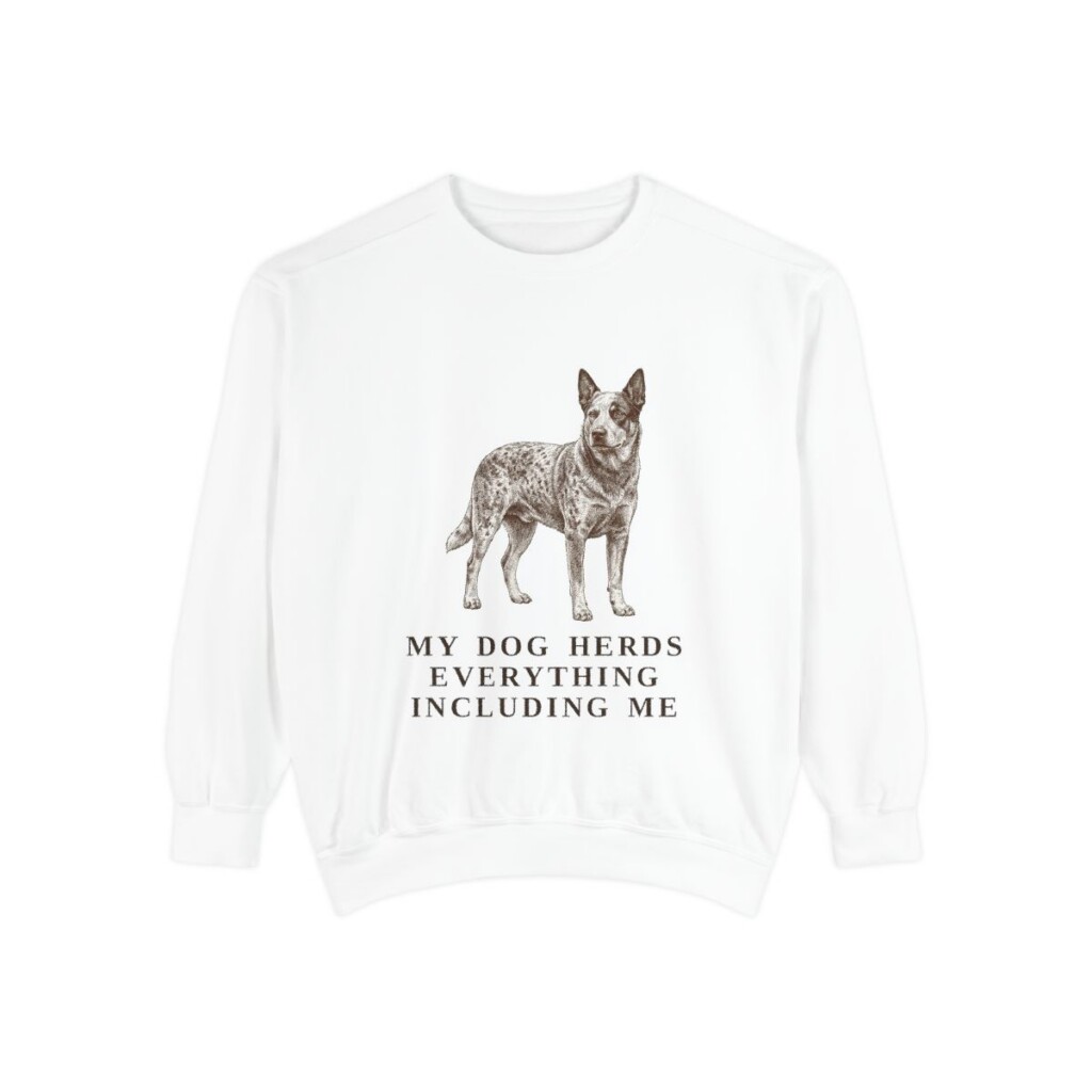 Blue Heeler Humor Sweatshirt, White, front view