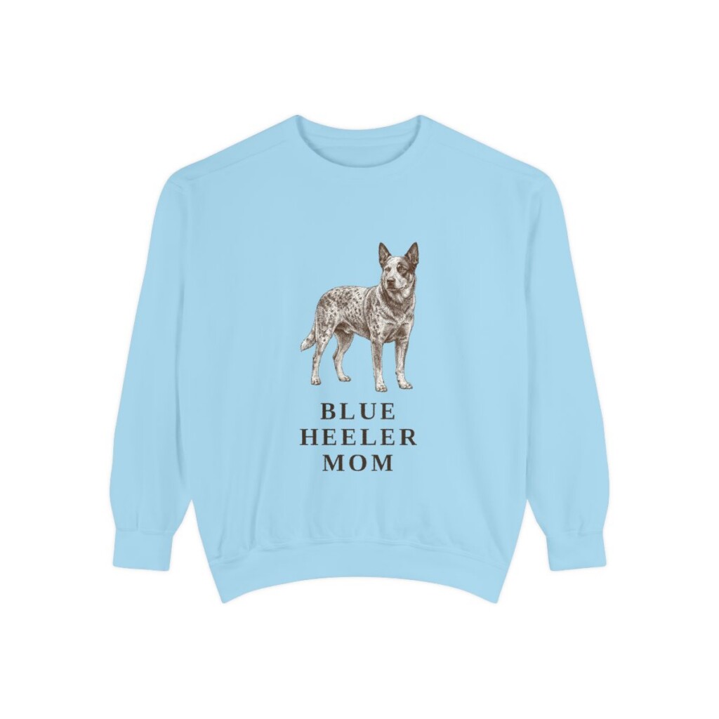 blue-heeler-sweatshirt-mom-chambray Blue Heeler Mom Sweatshirt, Chambray, front view