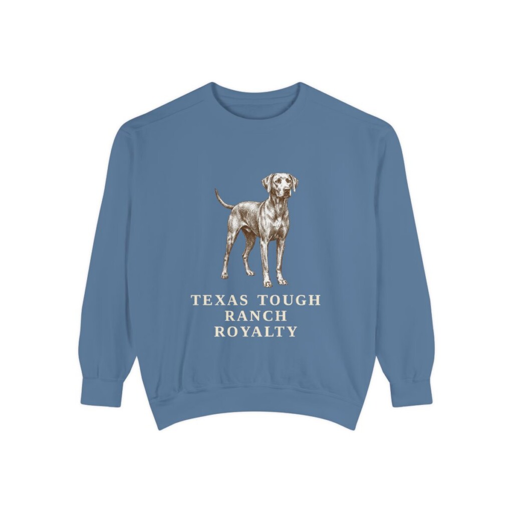 Blue Lacy Humor Sweatshirt, Blue Jean, front view