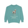 Blue Lacy Humor Sweatshirt, Seafoam, front view