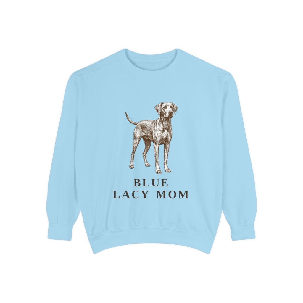 Blue Lacy Mom Sweatshirt, Chambray, front view