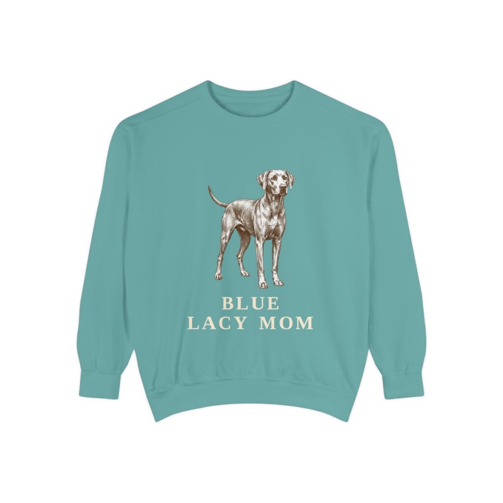 Blue Lacy Mom Sweatshirt, Seafoam, front view