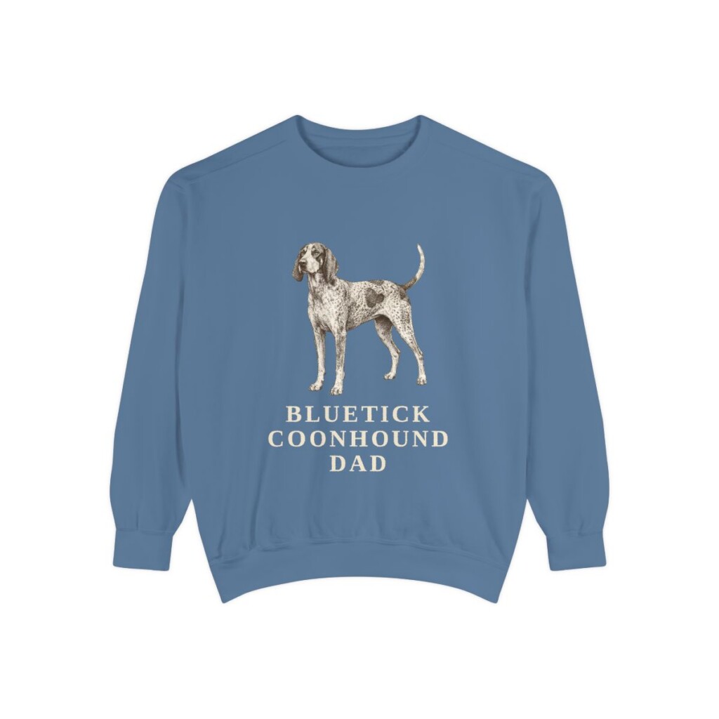 Bluetick Coonhound Dad Sweatshirt, Blue Jean, front view