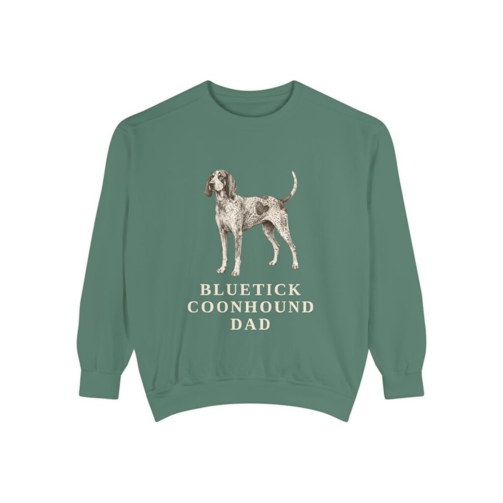 Bluetick Coonhound Dad Sweatshirt, Light Green, front view