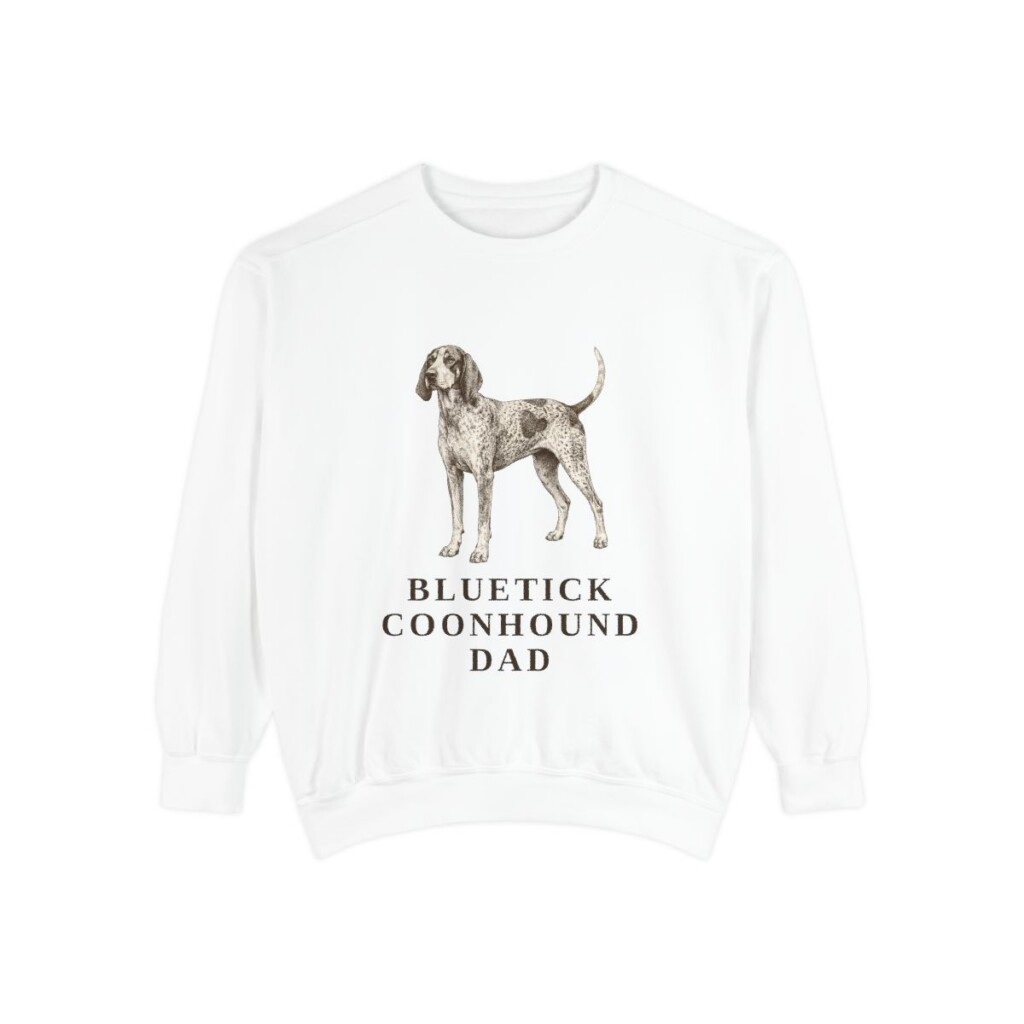Bluetick Coonhound Dad Sweatshirt, White, front view