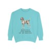 bluetick-coonhound-sweatshirt-humor-chalky-mint Bluetick Coonhound Humor Sweatshirt, Chalky Mint, front view