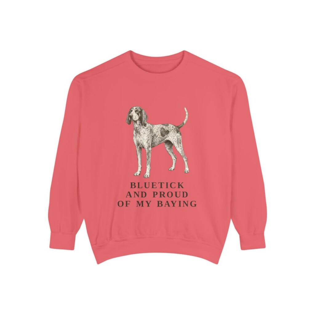 bluetick-coonhound-sweatshirt-humor-watermelon Bluetick Coonhound Humor Sweatshirt, Watermelon, front view