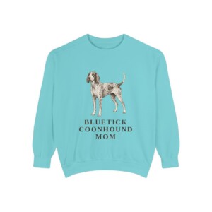 Bluetick Coonhound Mom Sweatshirt, Chalky Mint, front view