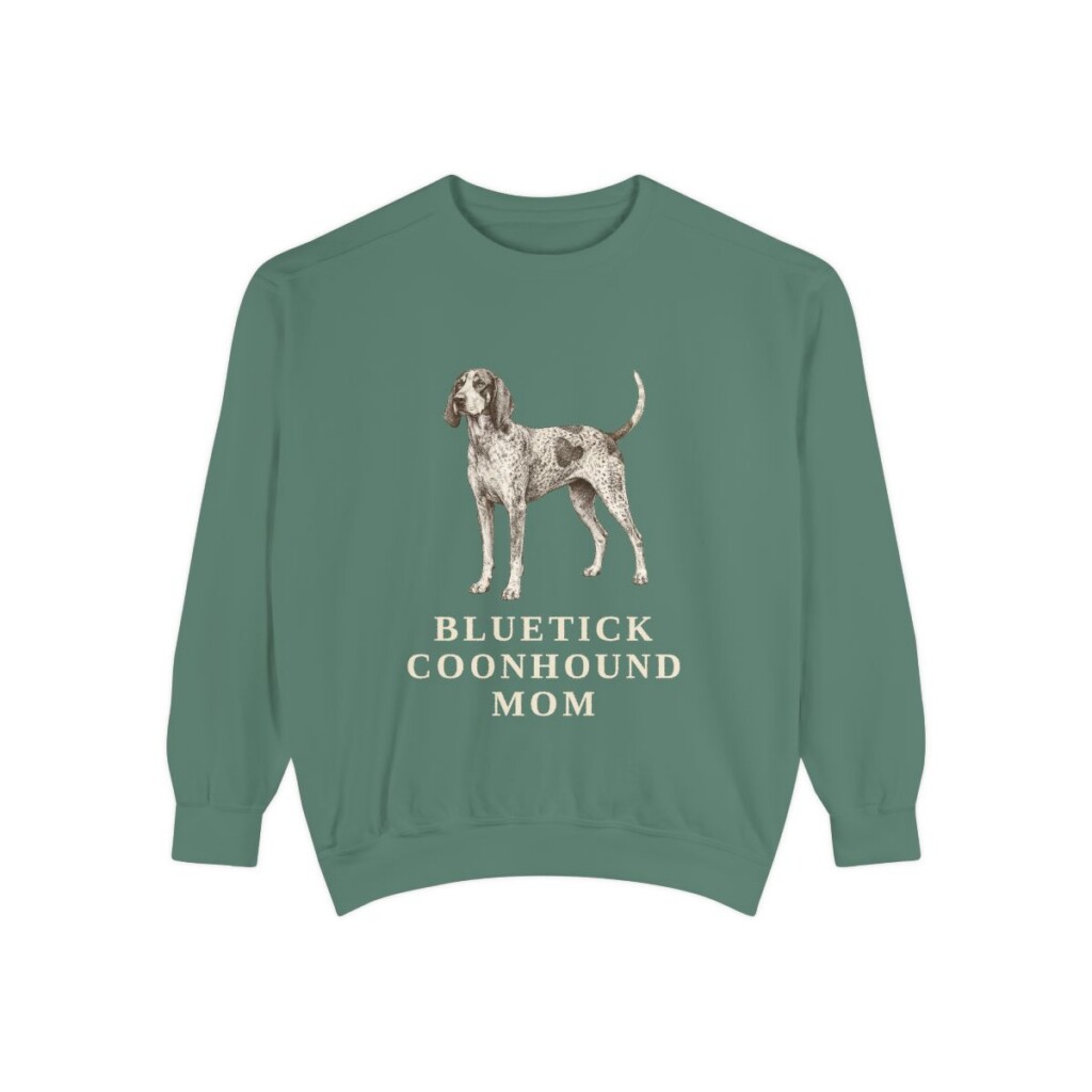 Bluetick Coonhound Mom Sweatshirt, Light Green, front view