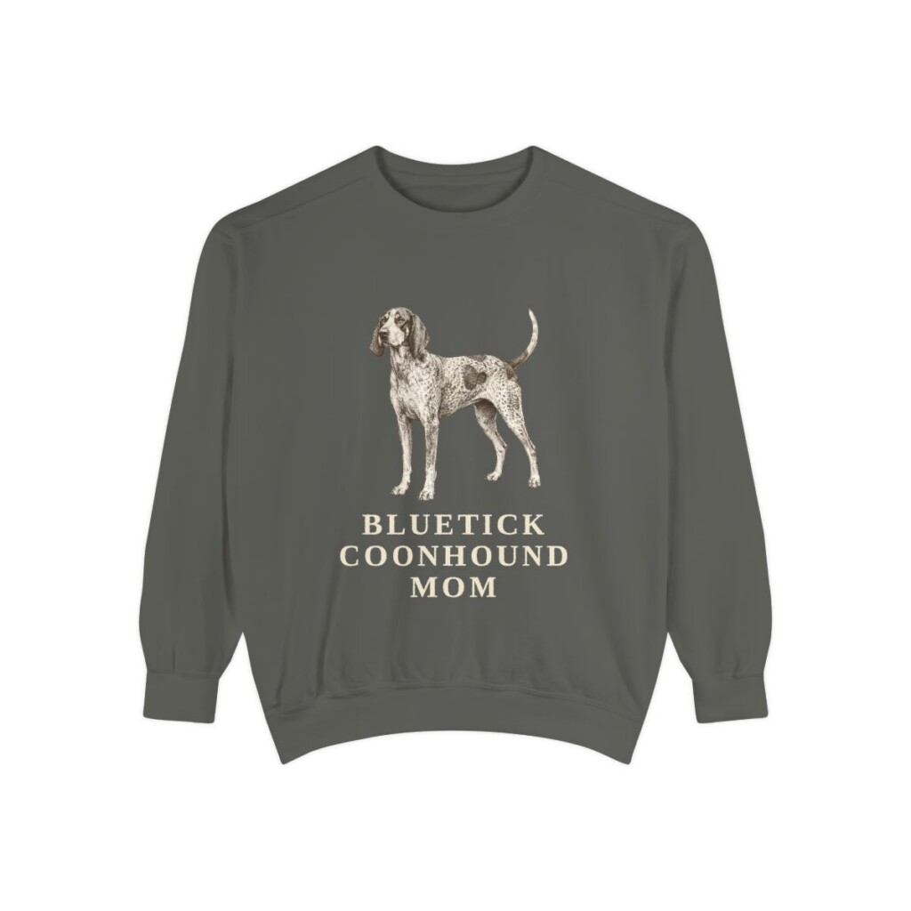 Bluetick Coonhound Mom Sweatshirt, Pepper, front view