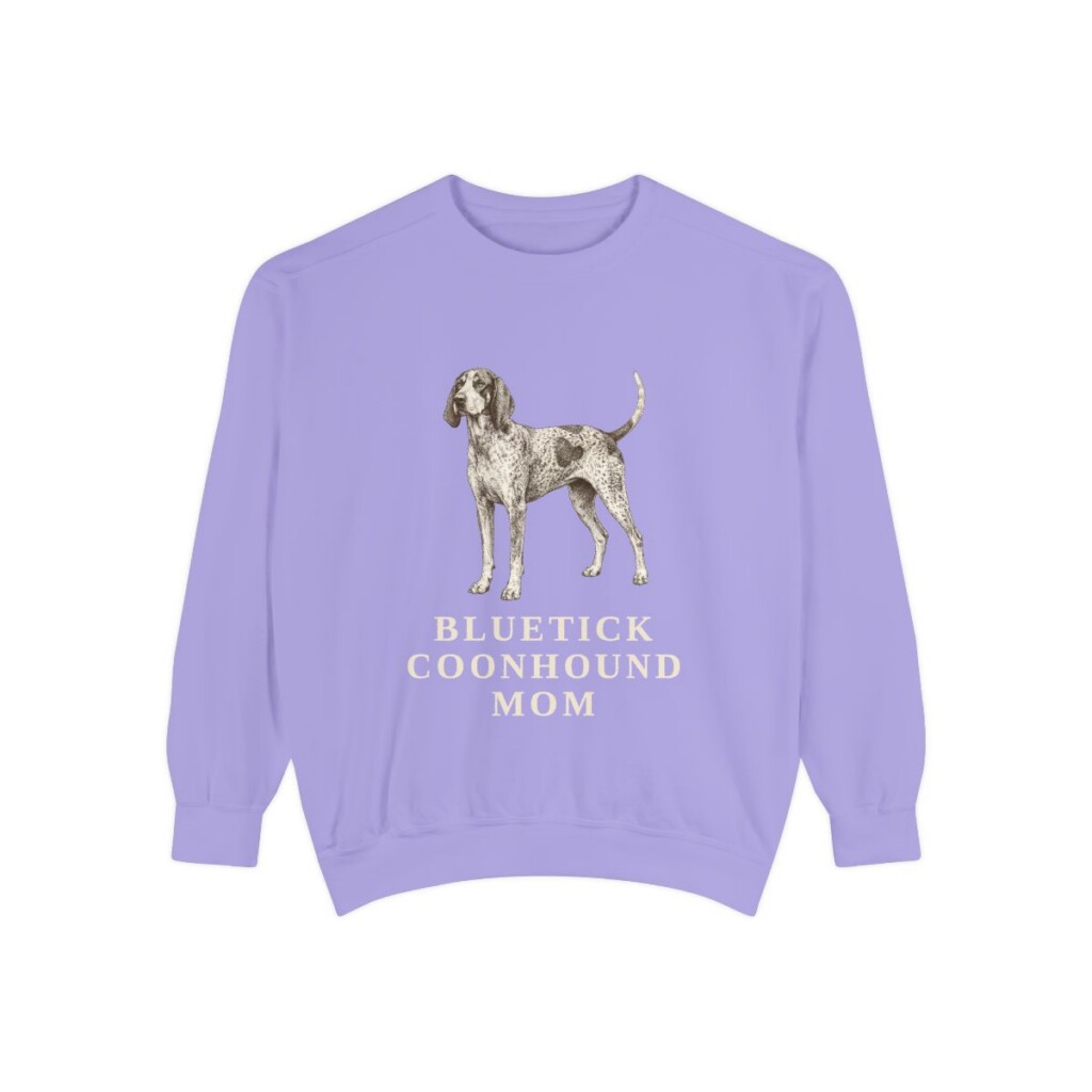 Bluetick Coonhound Mom Sweatshirt, Violet, front view