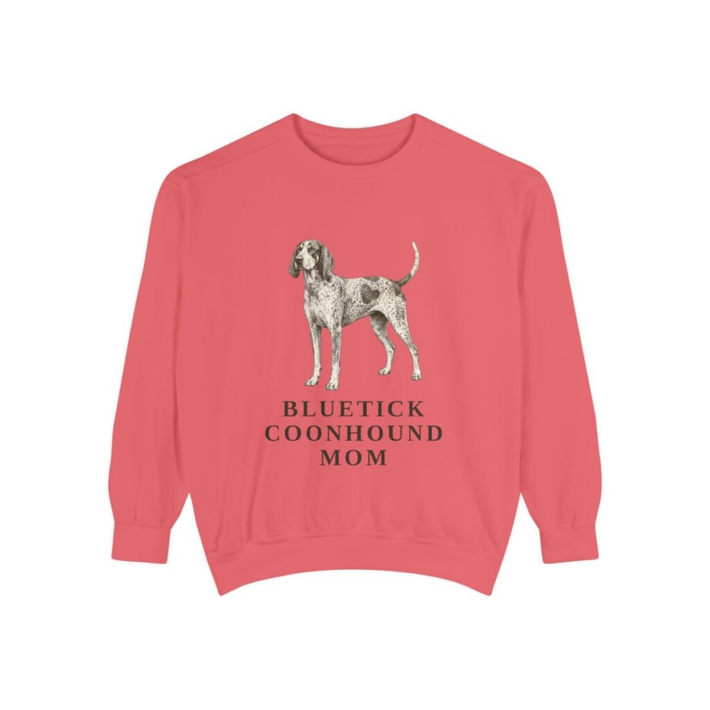 Bluetick Coonhound Mom Sweatshirt, Watermelon, front view