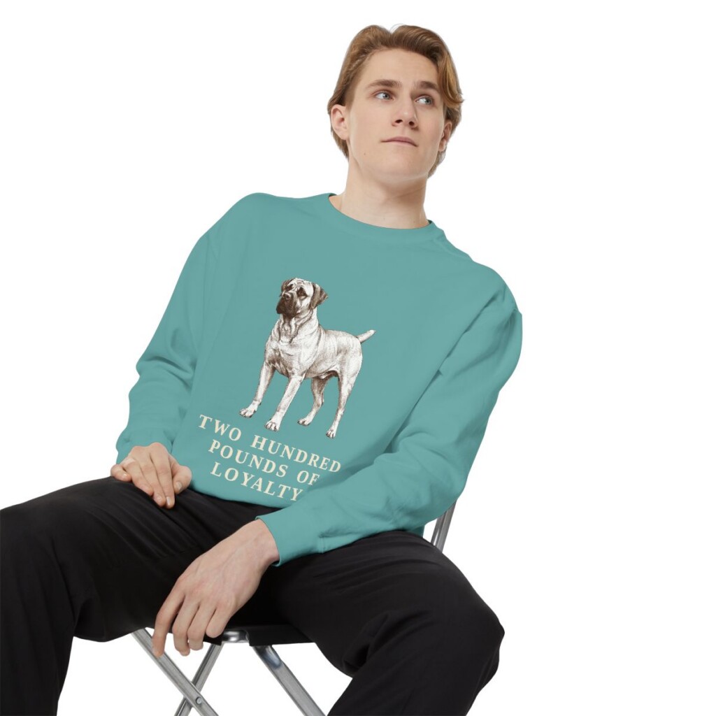 Boerboel Humor Sweatshirt, Seafoam, person 1 context