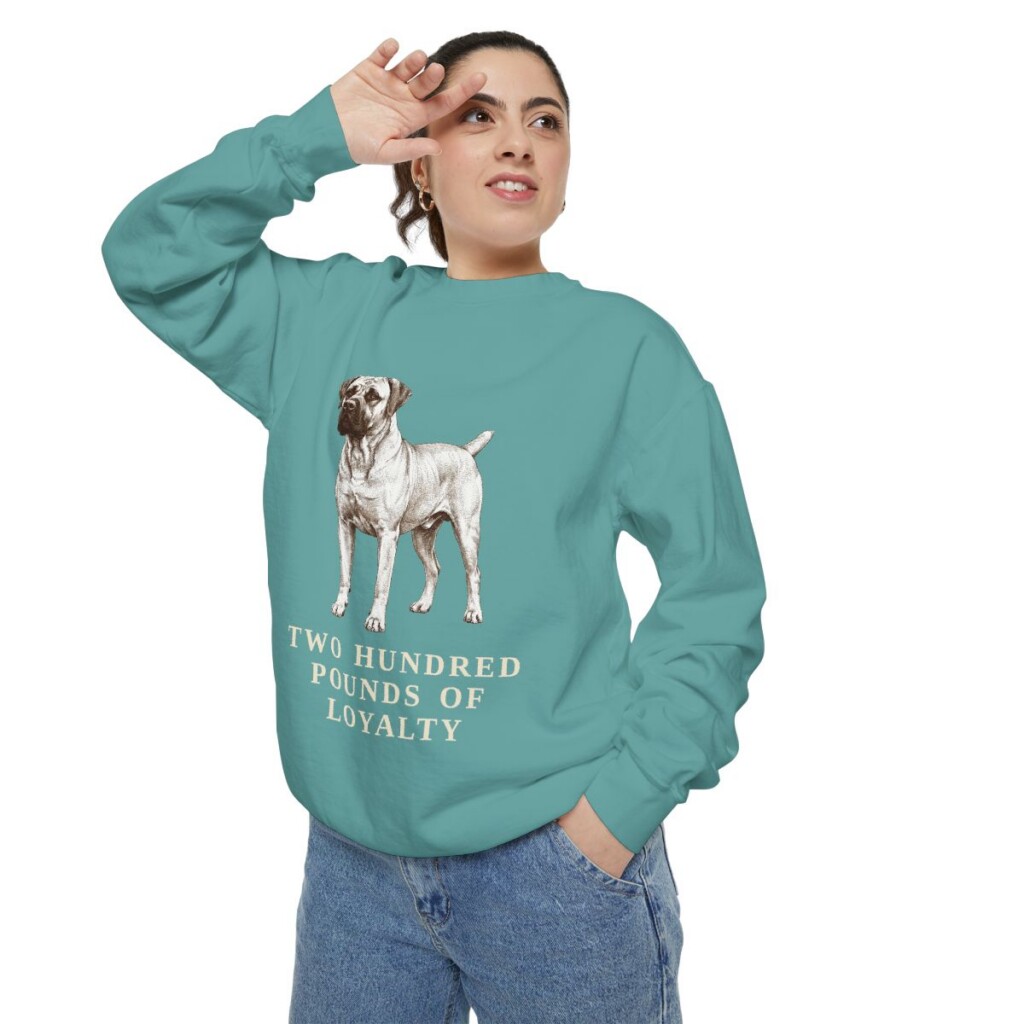 Boerboel Humor Sweatshirt, Seafoam, person 2 context