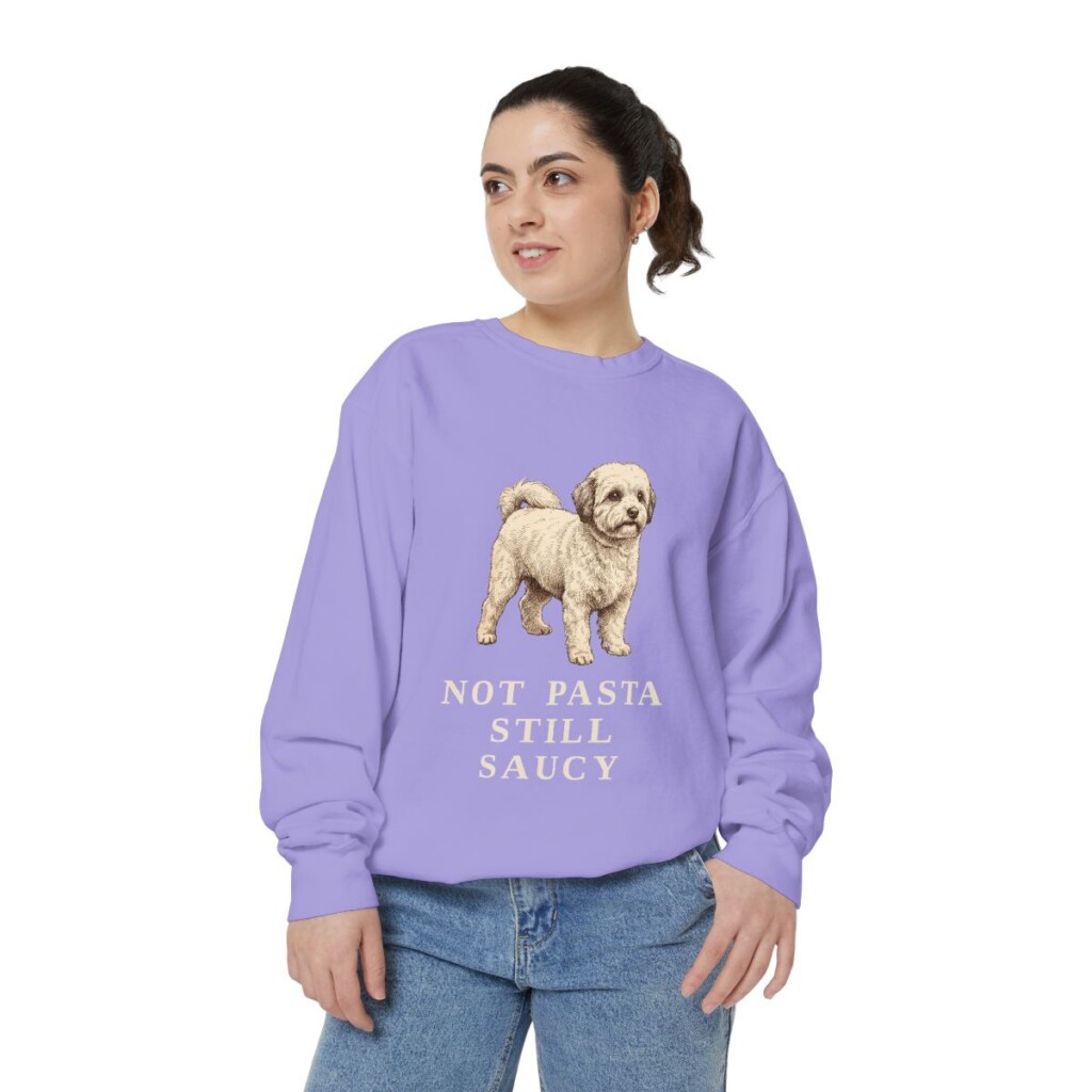Bolognese Humor Sweatshirt, Violet, person 2 front