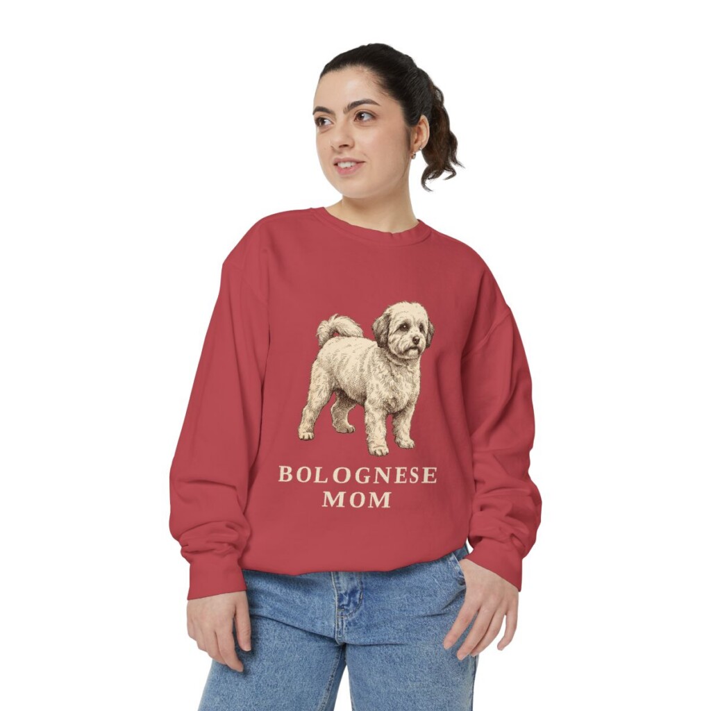 Bolognese Mom Sweatshirt, Crimson, person 2 front