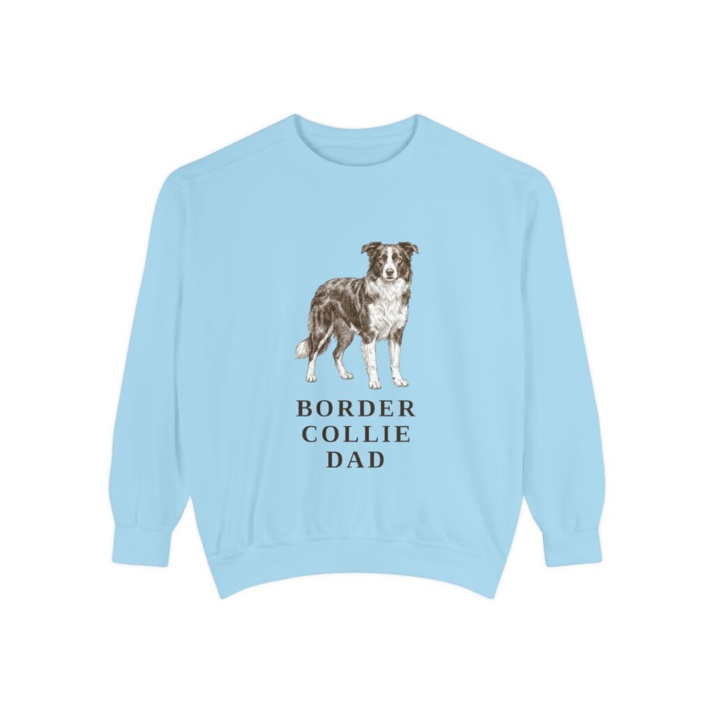 Border Collie Dad Sweatshirt, Chambray, front view