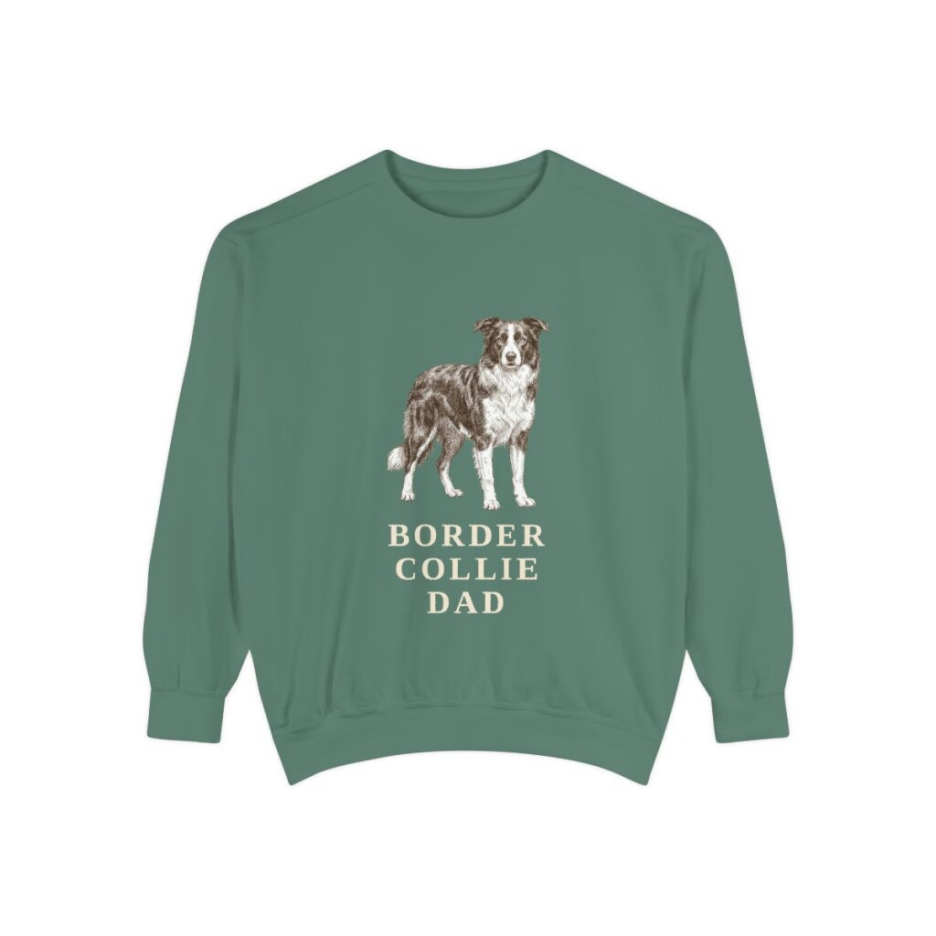 Border Collie Dad Sweatshirt, Light Green, front view