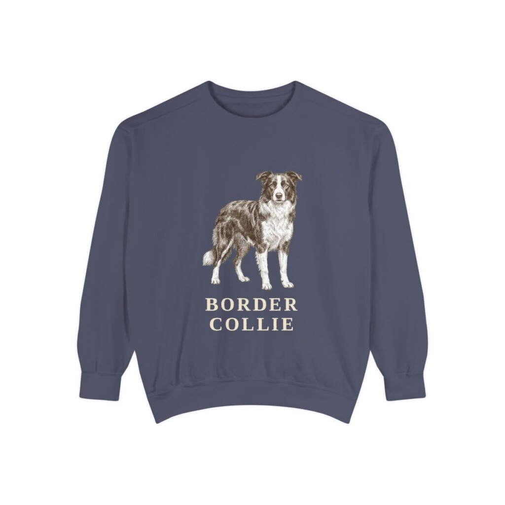 Border Collie Sweatshirt, Denim, front view