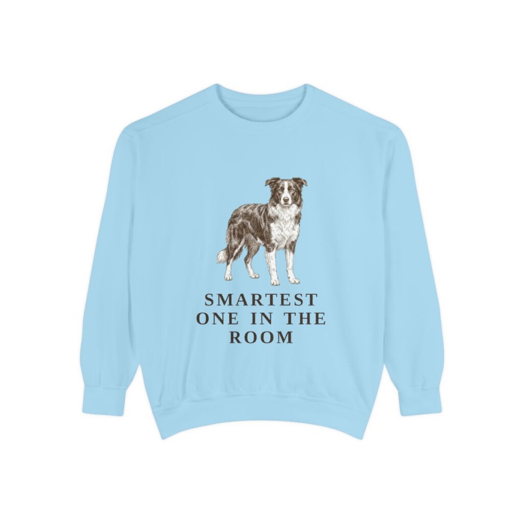 Border Collie Humor Sweatshirt, Chambray, front view