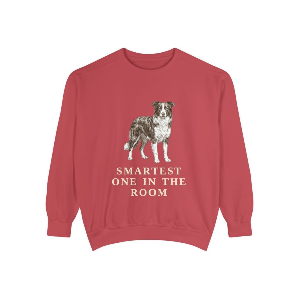 Border Collie Humor Sweatshirt, Crimson, front view