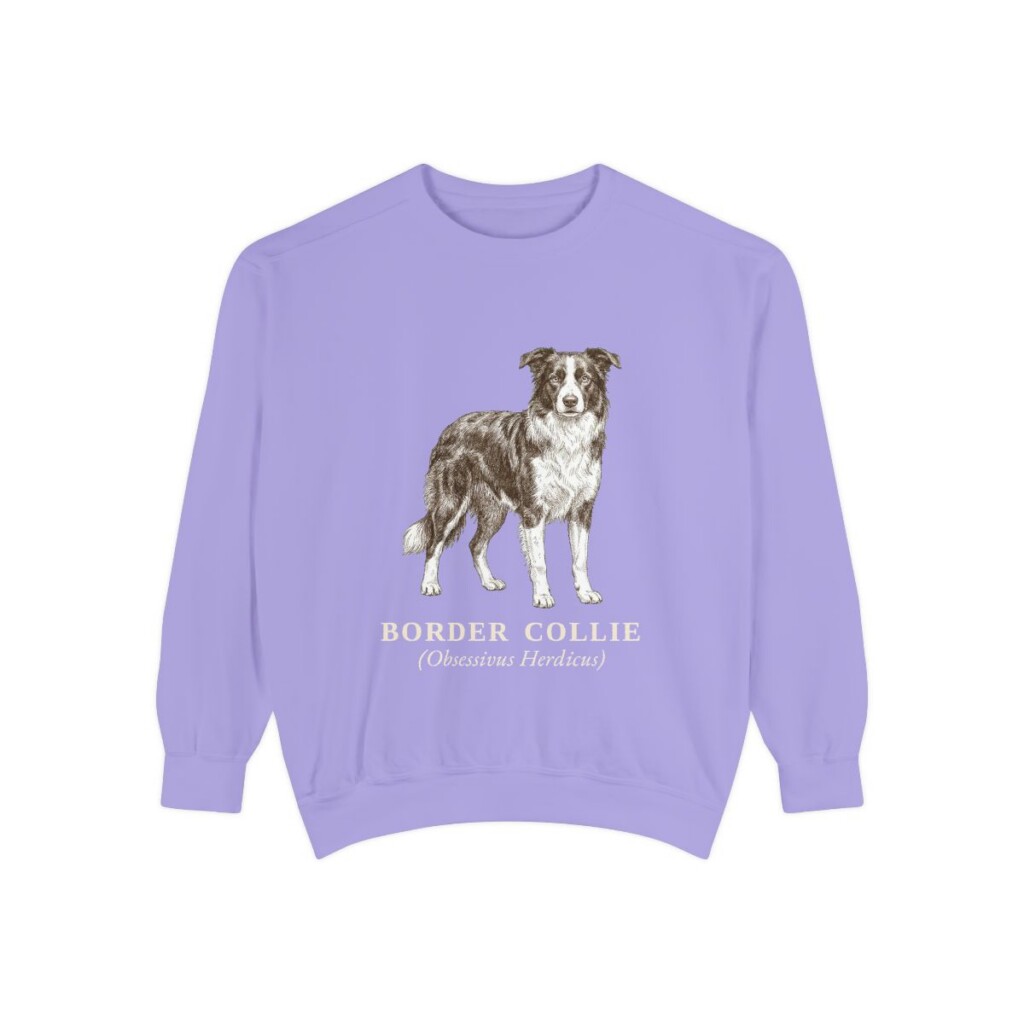 Border Collie Latin Sweatshirt, Violet, front view