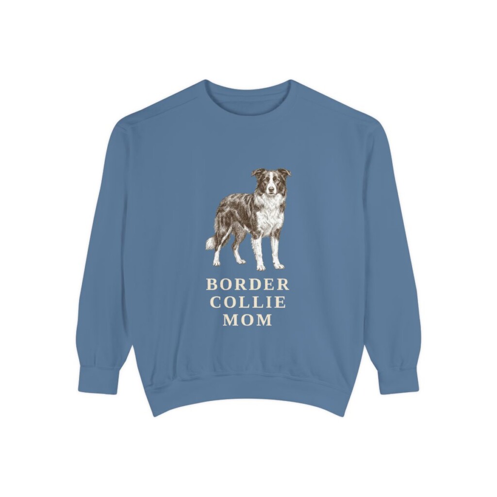 Border Collie Mom Sweatshirt, Blue Jean, front view