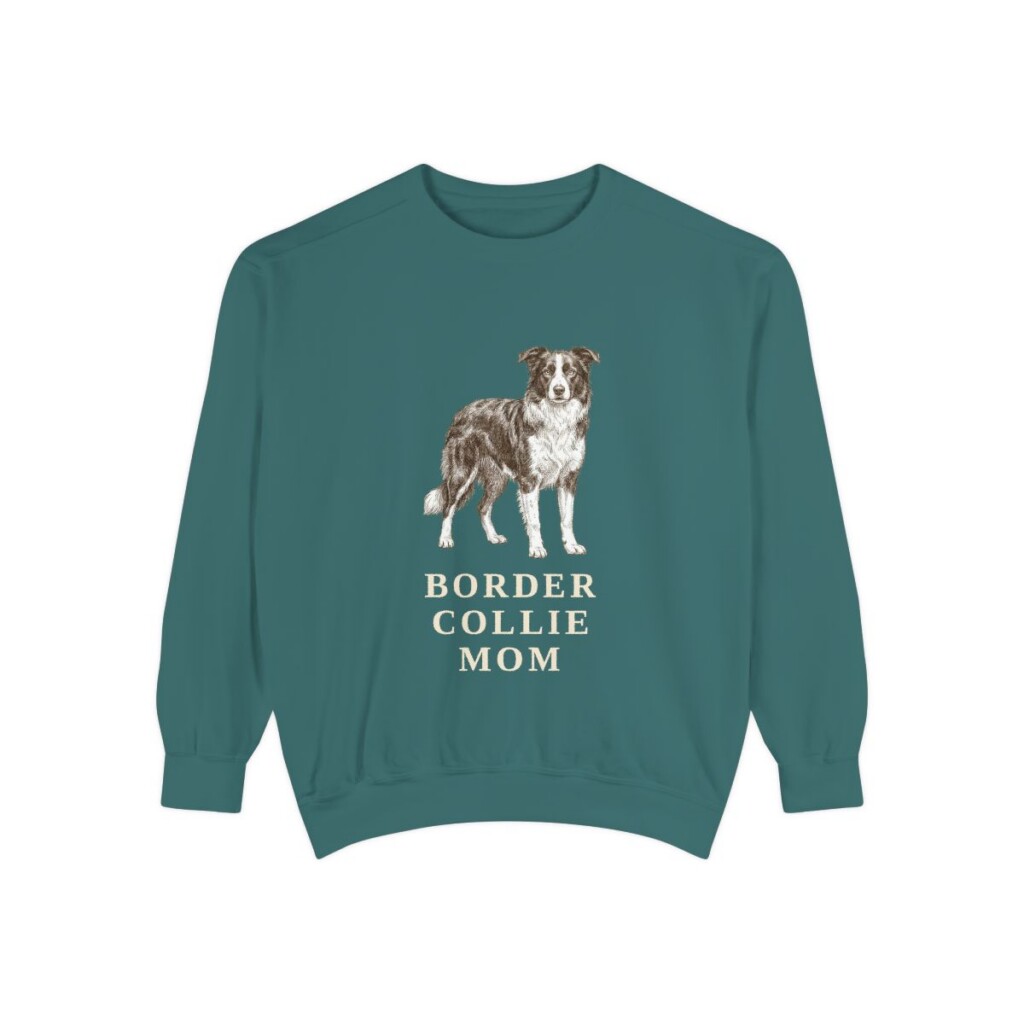 Border Collie Mom Sweatshirt, Blue Spruce, front view