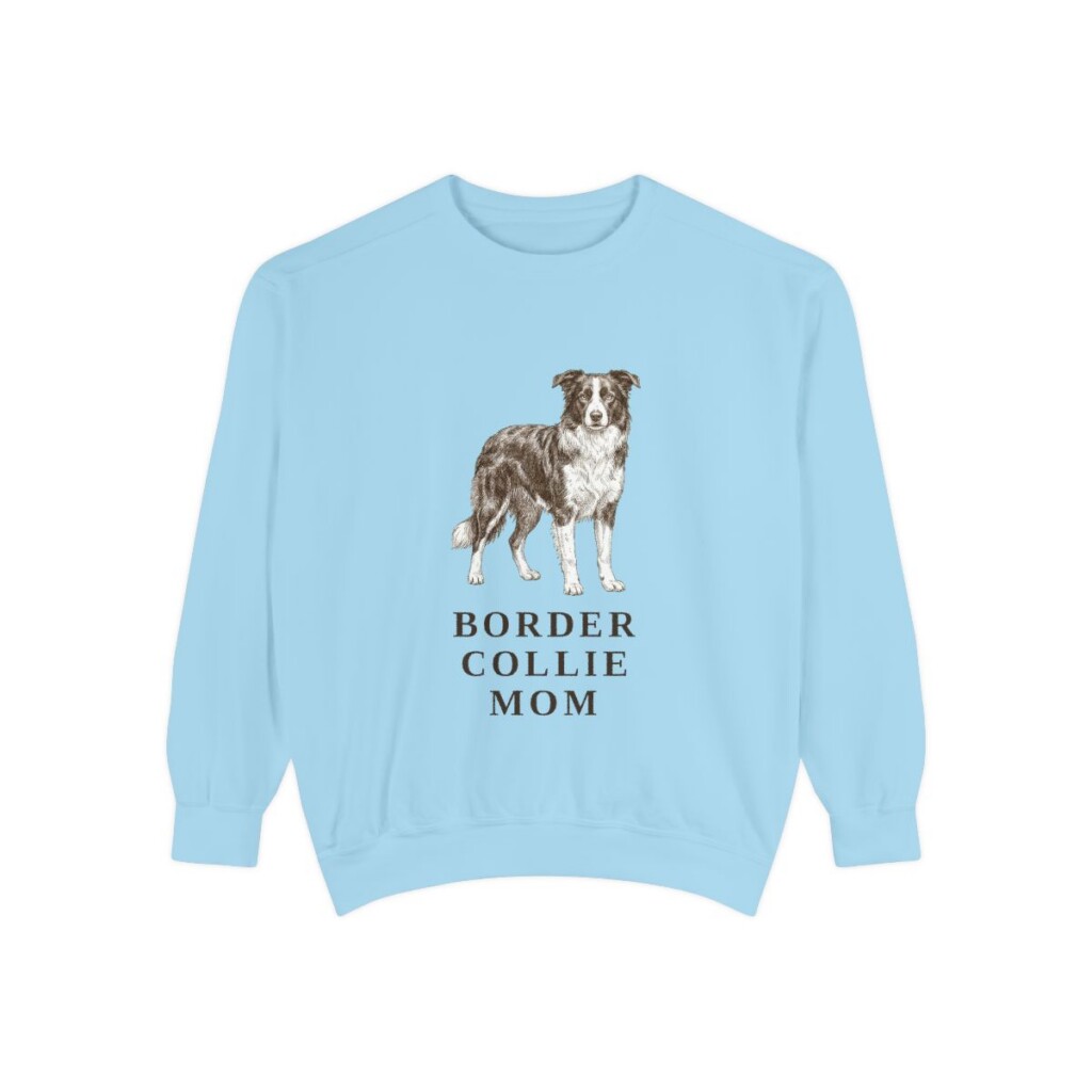 Border Collie Mom Sweatshirt, Chambray, front view