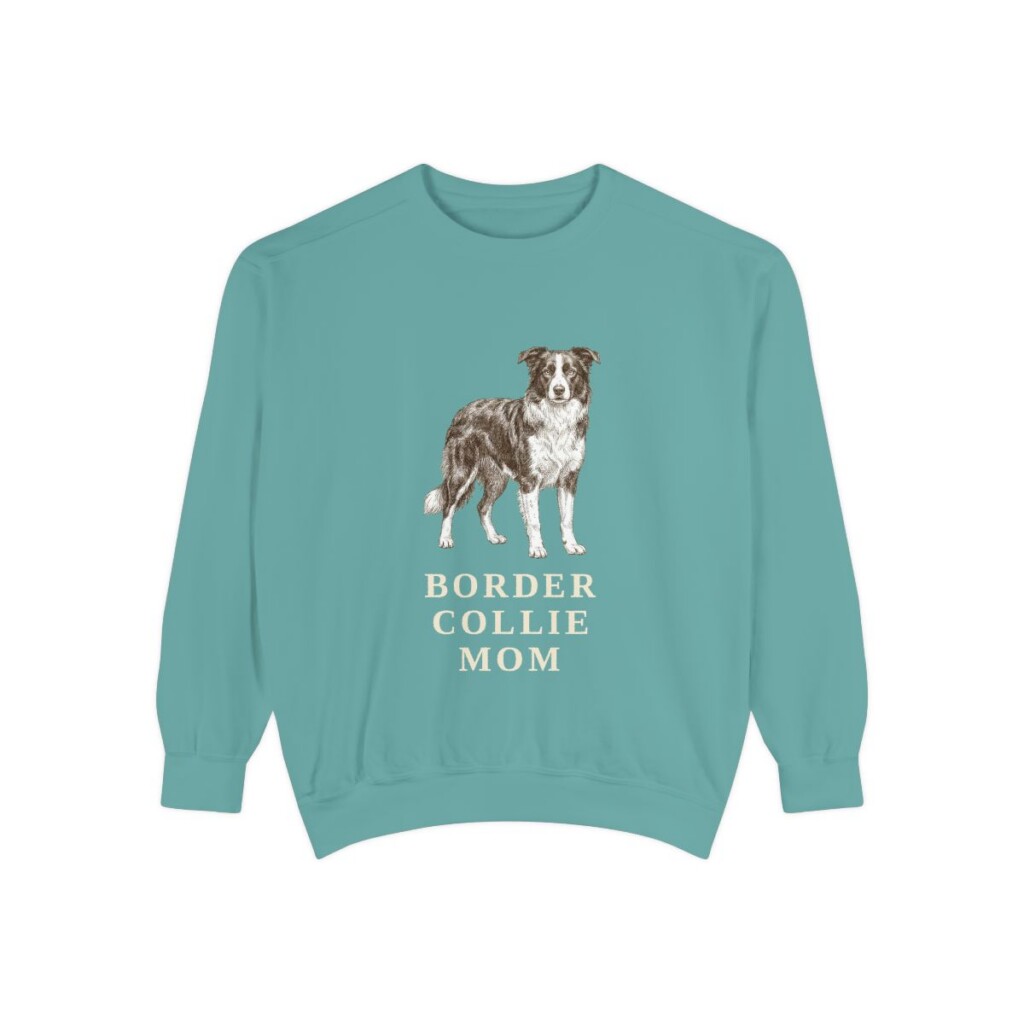 Border Collie Mom Sweatshirt, Seafoam, front view