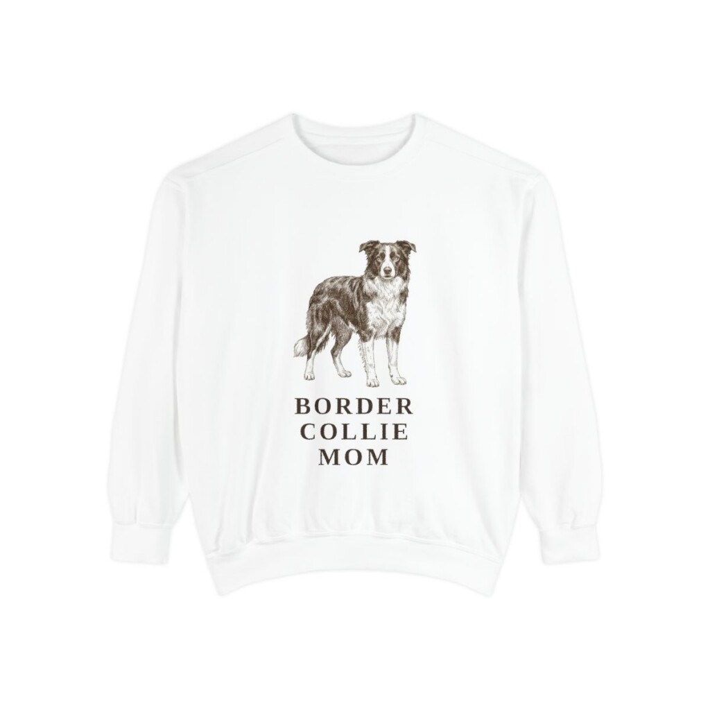 Border Collie Mom Sweatshirt, White, front view