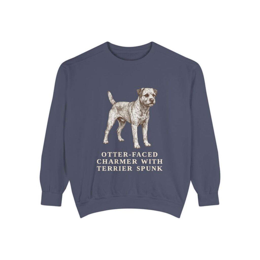 Border Terrier Humor Sweatshirt, Denim, front view