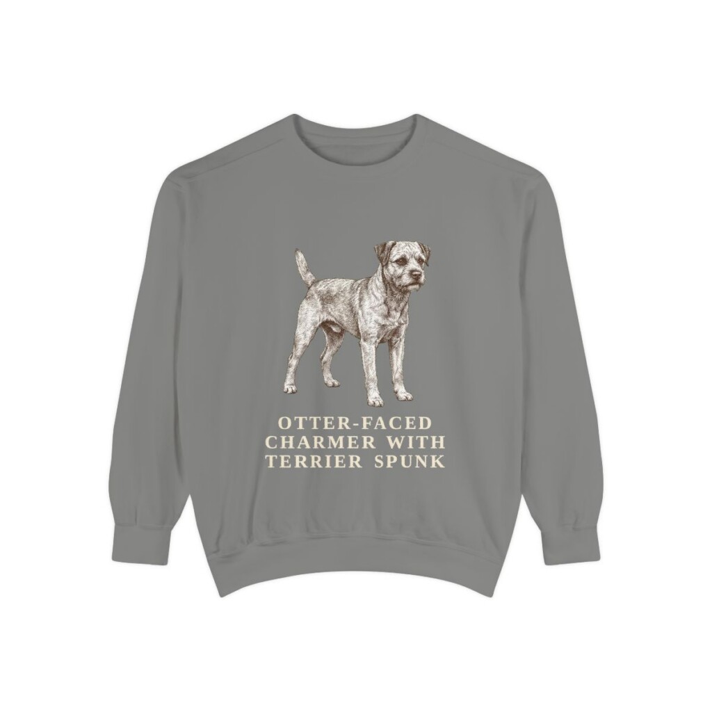 Border Terrier Humor Sweatshirt, Grey, front view