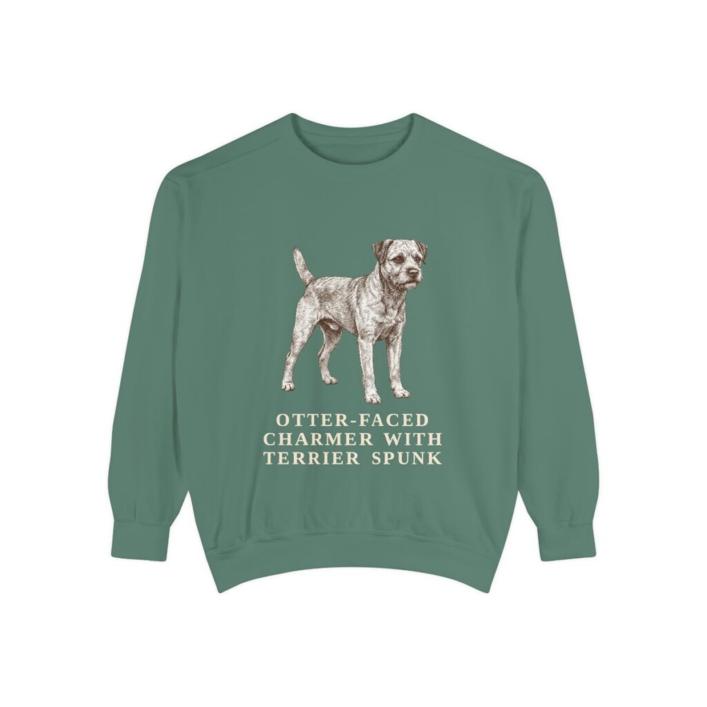 Border Terrier Humor Sweatshirt, Light Green, front view