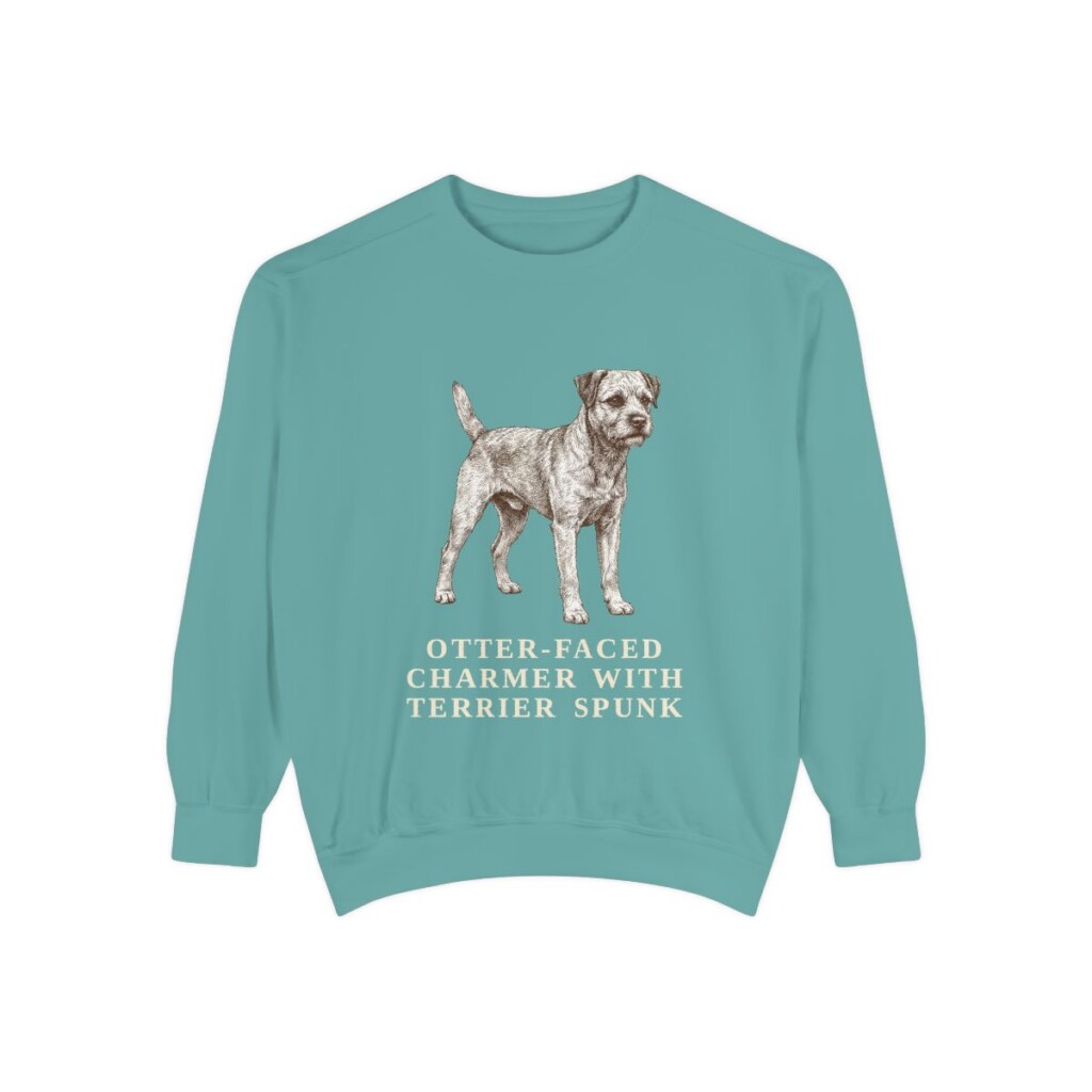 Border Terrier Humor Sweatshirt, Seafoam, front view