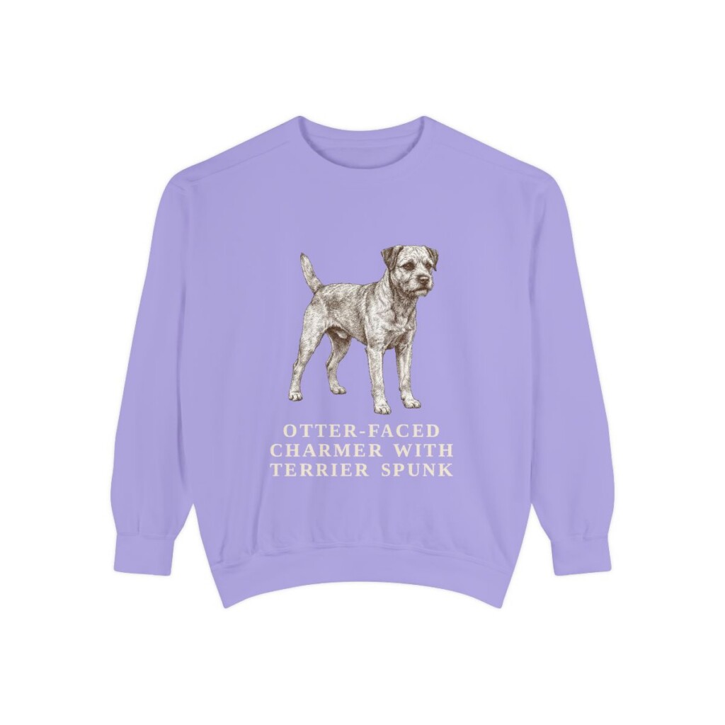 Border Terrier Humor Sweatshirt, Violet, front view