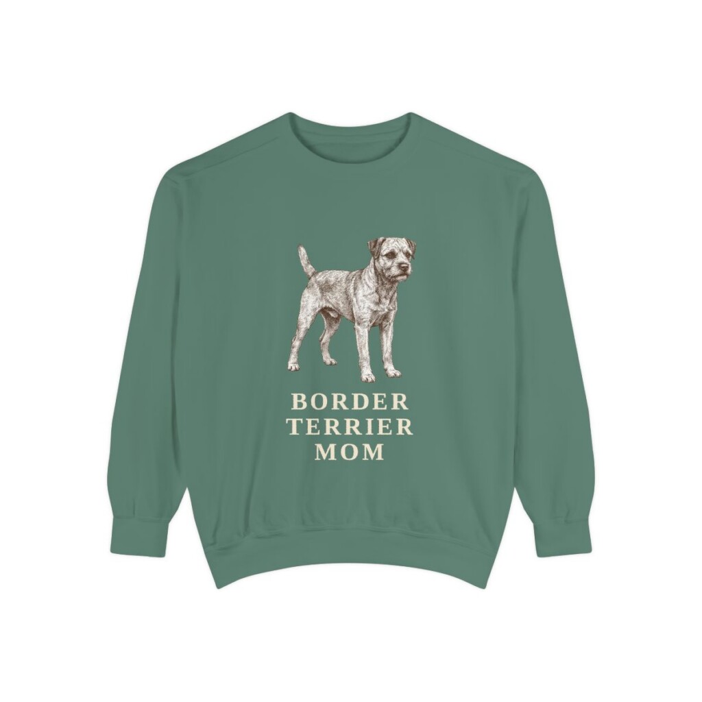 Border Terrier Mom Sweatshirt, Light Green, front view