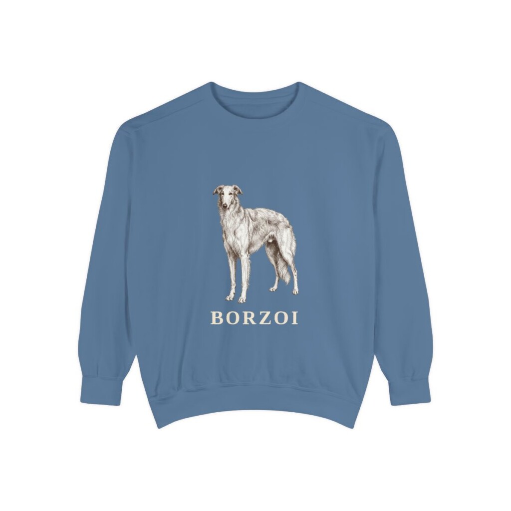 Borzoi Sweatshirt, Blue Jean, front view