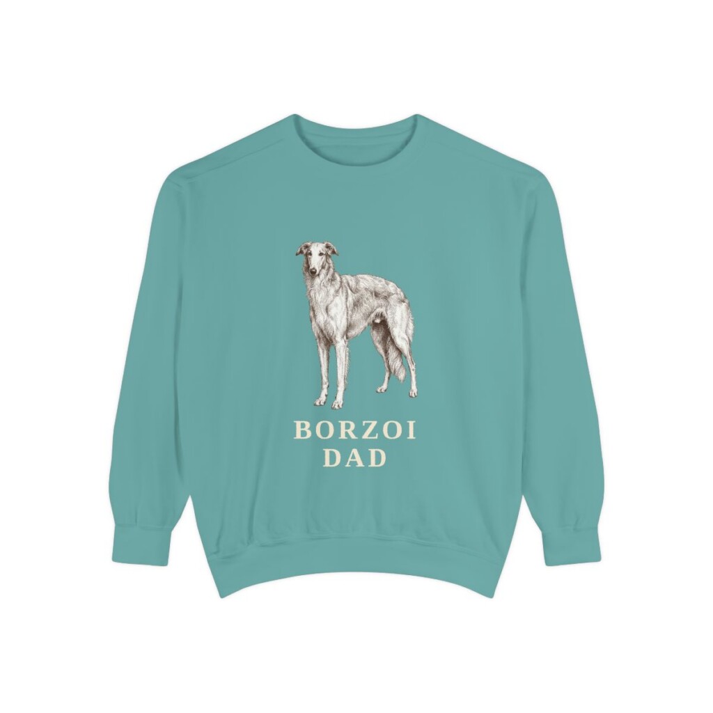 Borzoi Dad Sweatshirt, Seafoam, front view